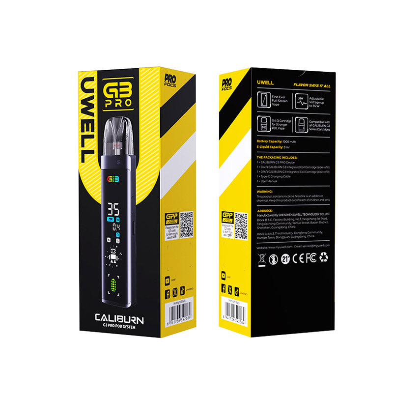 UWELL Caliburn G3 Pro Pod System Kit 1000mAh 3ml New