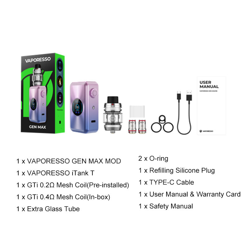 Vaporesso GEN MAX Mod Kit With iTank T Atomizer 6ml New