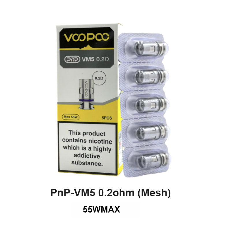 Voopoo PnP Replacement Coils for Drag BabyMini2SX,VINCI Series Kit,Argus Pro,PnP 2022,V.SUIT,Doric 60,Drag E60,Drag H80 S (5PcsPack)